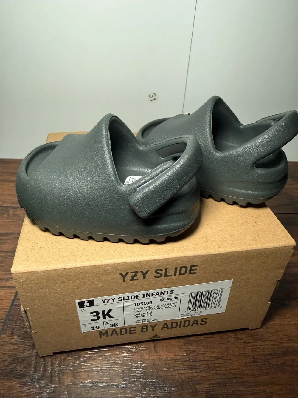 adidas Kids EVA Slide Sandals in Dark Green